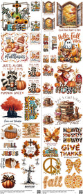 Fall mixed-style heat transfer design set on a 23.5 by 53 inch sheet