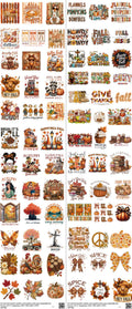 Fall mixed-style heat transfer design set on a 23.5 by 53 inch sheet
