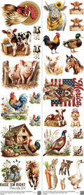 Farm Animals mixed-style heat transfer design set on a 23.5 by 53 inch sheet