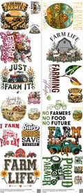 Farm mixed-style heat transfer design set on a 23.5 by 53 inch sheet