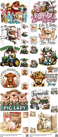 Farm mixed-style heat transfer design set on a 23.5 by 53 inch sheet