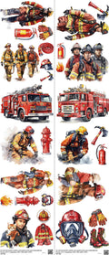 Fireman mixed-style heat transfer design set on a 23.5 by 53 inch sheet