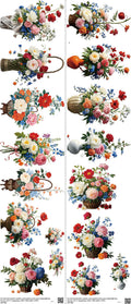Flower mixed-style heat transfer design set on a 23.5 by 53 inch sheet