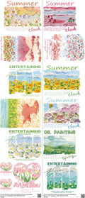 Flower mixed-style heat transfer design set on a 23.5 by 53 inch sheet