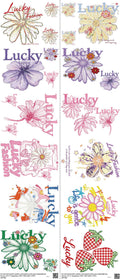 Flower mixed-style heat transfer design set on a 23.5 by 53 inch sheet