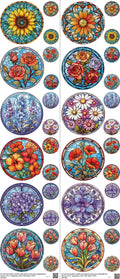 Flower mixed-style heat transfer design set on a 23.5 by 53 inch sheet