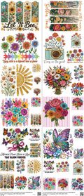 Flower mixed-style heat transfer design set on a 23.5 by 53 inch sheet
