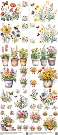 Flower mixed-style heat transfer design set on a 23.5 by 53 inch sheet
