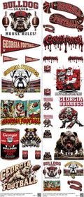 College Football mixed-style heat transfer design set on a 23.5 by 53 inch sheet