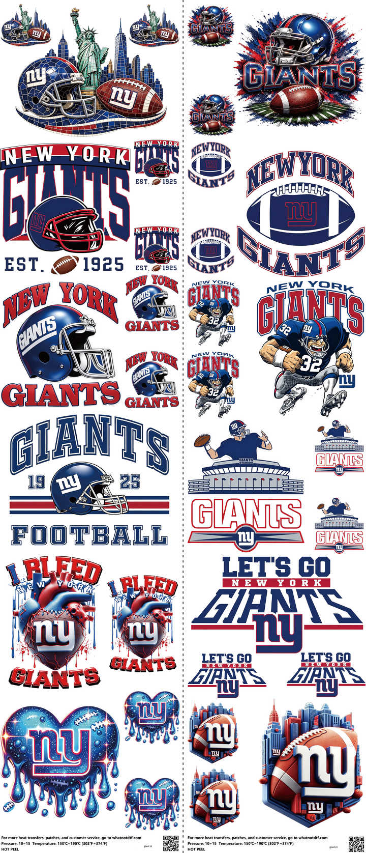 Giant mixed-style heat transfer design set on a 23.5 by 53 inch sheet