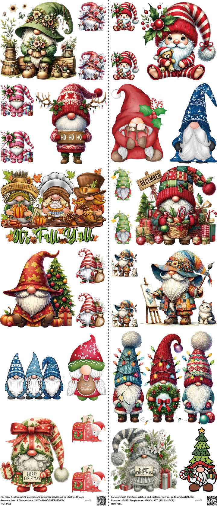 Gnome mixed-style heat transfer design set on a 23.5 by 53 inch sheet