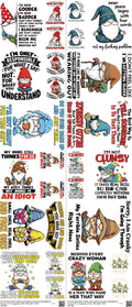 Gnome mixed-style heat transfer design set on a 23.5 by 53 inch sheet