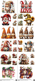 Gnomies mixed-style heat transfer design set on a 23.5 by 53 inch sheet