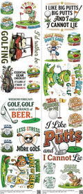 Golf H1 mixed-style heat transfer design set on a 23.5 by 53 inch sheet