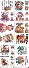 Grandma mixed-style heat transfer design set on a 23.5 by 53 inch sheet