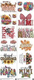 Grandma mixed-style heat transfer design set on a 23.5 by 53 inch sheet