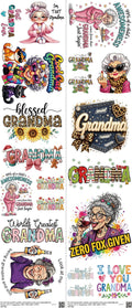 Grandma mixed-style heat transfer design set on a 23.5 by 53 inch sheet