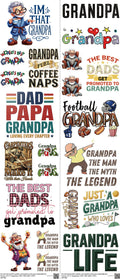Grandpa H1 mixed-style heat transfer design set on a 23.5 by 53 inch sheet
