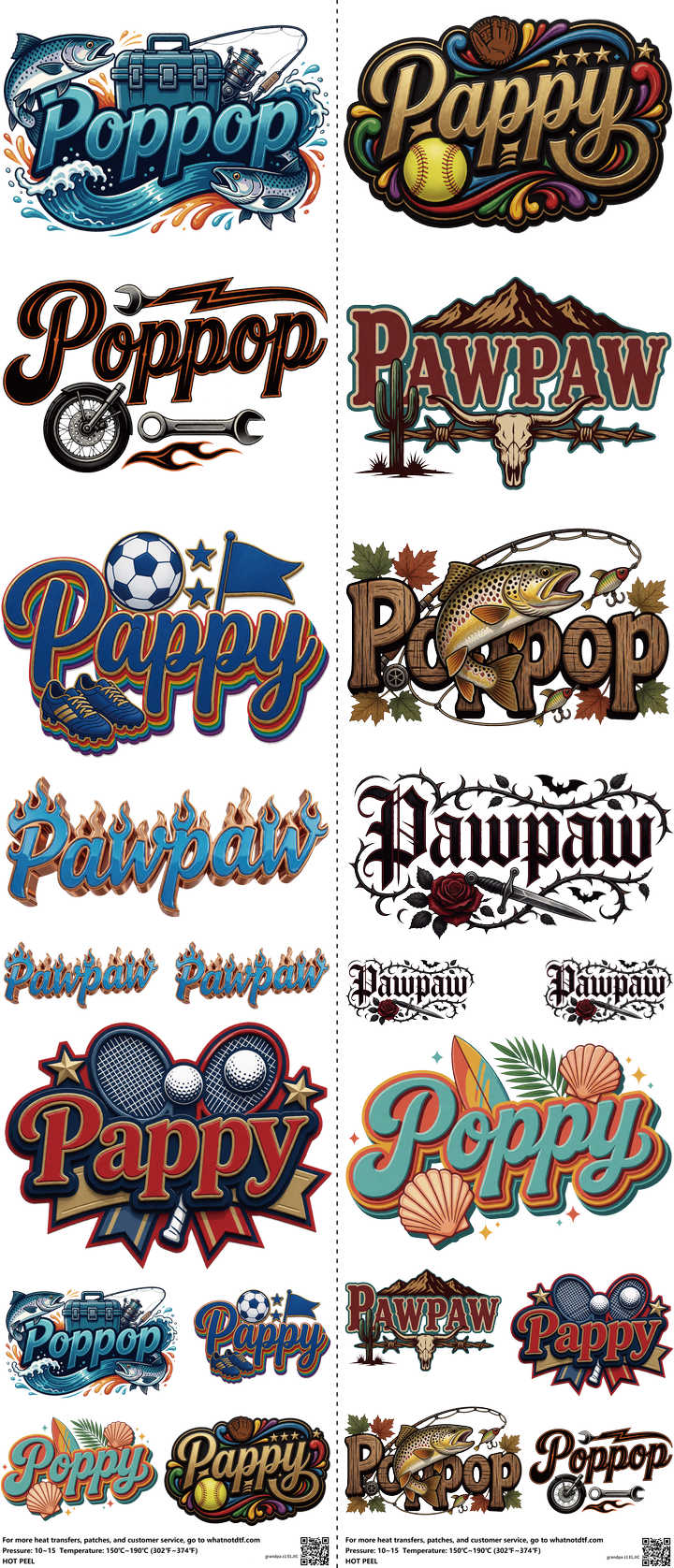 Grandpa Z1 mixed-style heat transfer design set on a 23.5 by 53 inch sheet