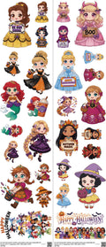 Halloween mixed-style heat transfer design set on a 23.5 by 53 inch sheet