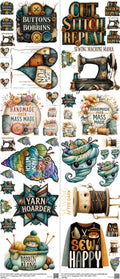 Hand Stitching mixed-style heat transfer design set on a 23.5 by 53 inch sheet