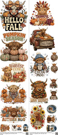 Highland Cow Ptxy2 mixed-style heat transfer design set on a 23.5 by 53 inch sheet