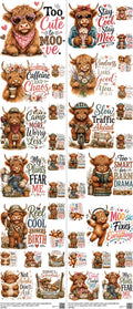Highlandcow Z10 mixed-style heat transfer design set on a 23.5 by 53 inch sheet