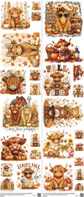 Highlandcow Z11 mixed-style heat transfer design set on a 23.5 by 53 inch sheet