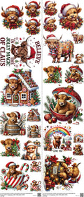 Highlandcow mixed-style heat transfer design set on a 23.5 by 53 inch sheet