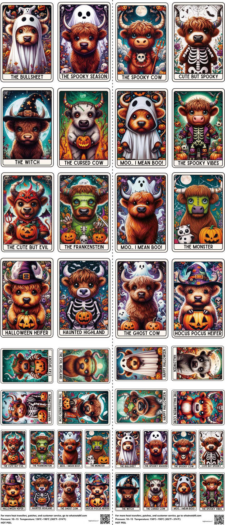 Highlandcow mixed-style heat transfer design set on a 23.5 by 53 inch sheet