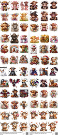 Highlandcow Z9 mixed-style heat transfer design set on a 23.5 by 53 inch sheet