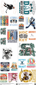 Ice Hockey mixed-style heat transfer design set on a 23.5 by 53 inch sheet