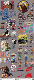 Streetwear Style mixed-style heat transfer design set on a 23.5 by 53 inch sheet