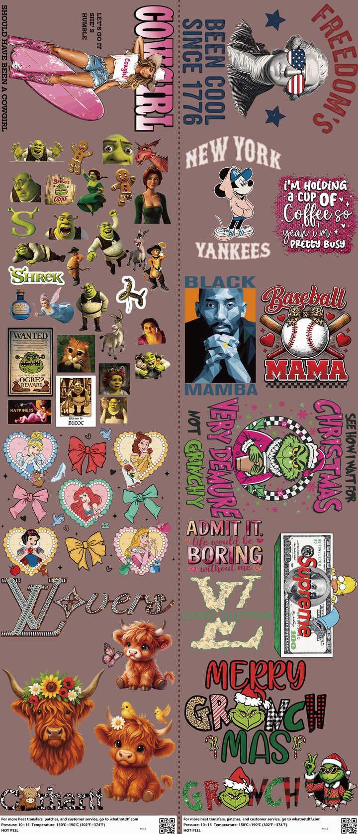 Streetwear Style mixed-style heat transfer design set on a 23.5 by 53 inch sheet