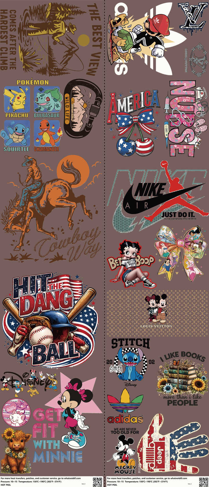 Streetwear Style mixed-style heat transfer design set on a 23.5 by 53 inch sheet