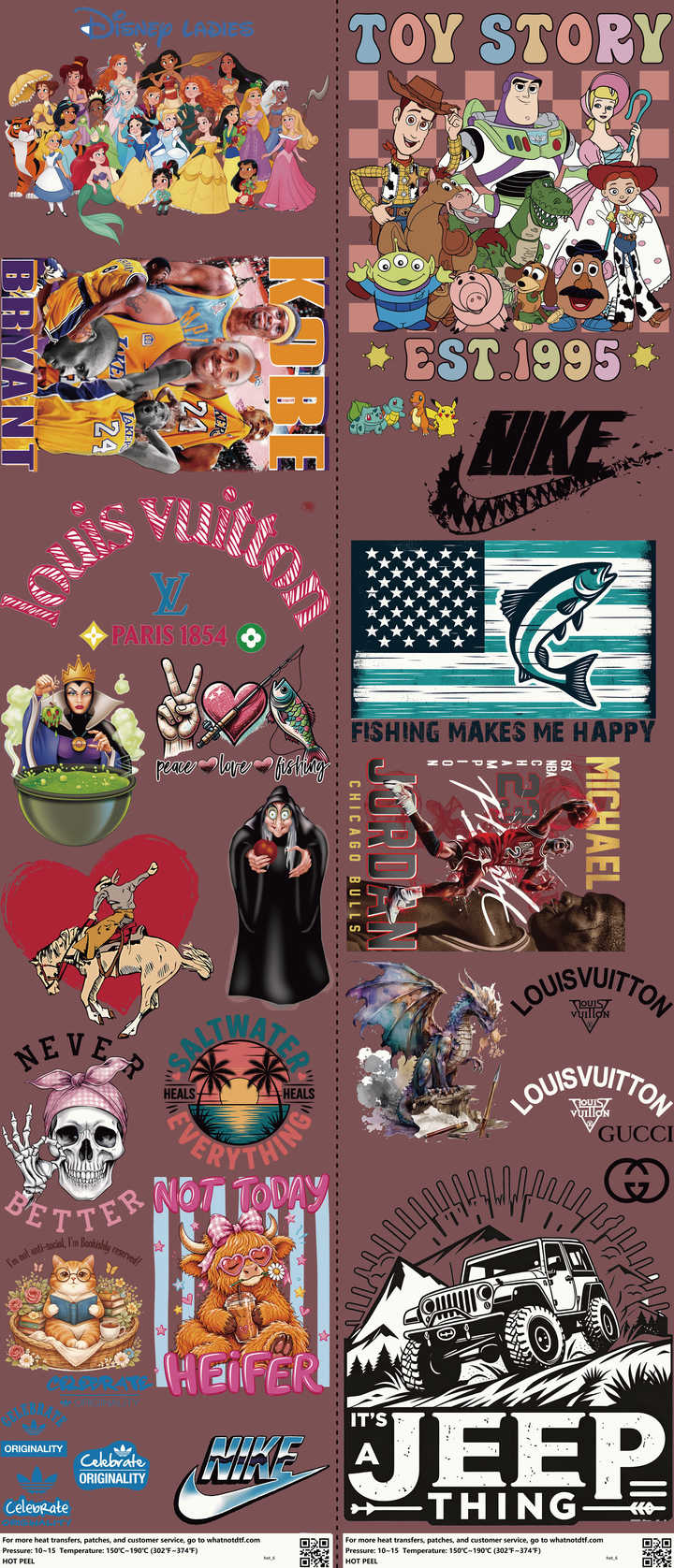 Streetwear Style mixed-style heat transfer design set on a 23.5 by 53 inch sheet
