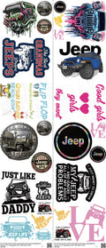 Automotive Style mixed-style heat transfer design set on a 23.5 by 53 inch sheet