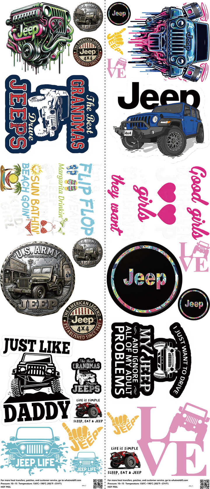 Automotive Style mixed-style heat transfer design set on a 23.5 by 53 inch sheet