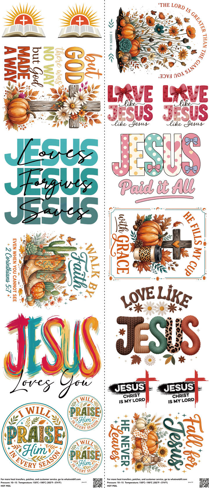 Jesus mixed-style heat transfer design set on a 23.5 by 53 inch sheet