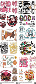 Jesus mixed-style heat transfer design set on a 23.5 by 53 inch sheet