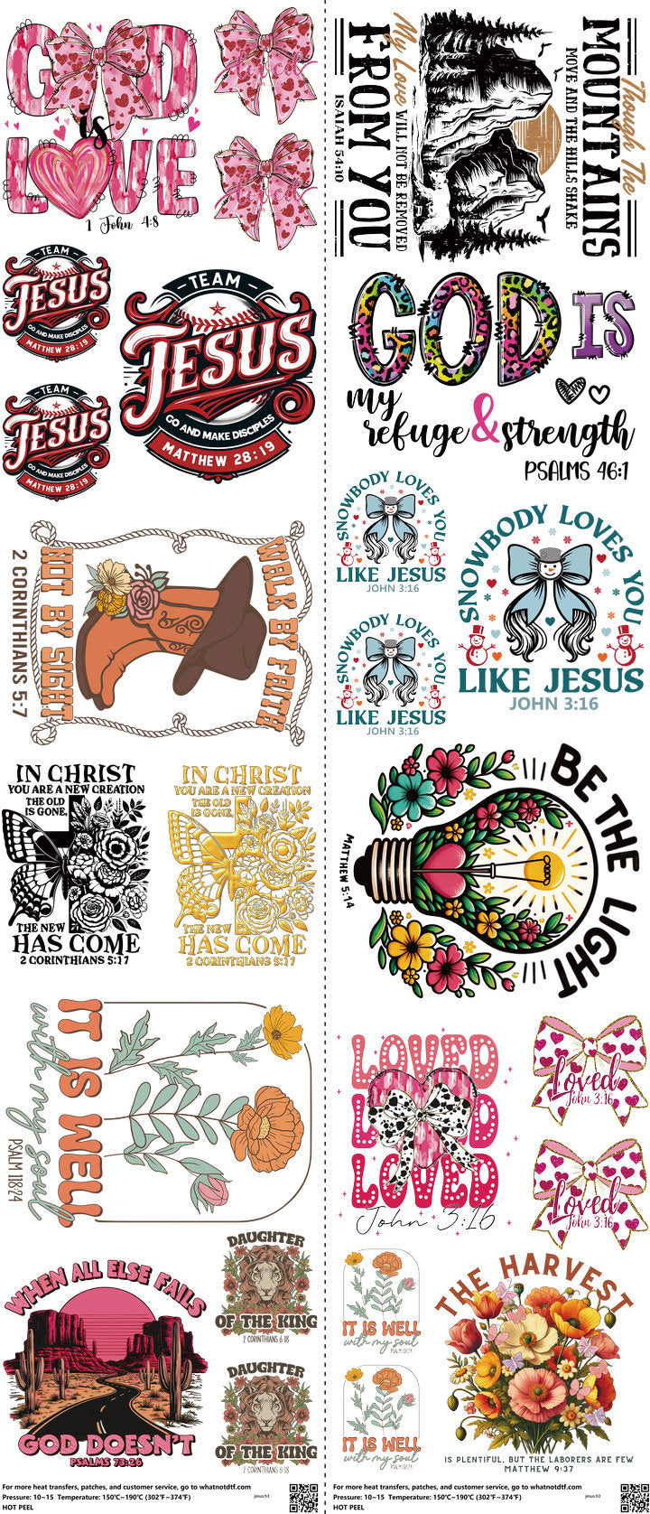 Jesus mixed-style heat transfer design set on a 23.5 by 53 inch sheet