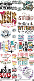 Jesus mixed-style heat transfer design set on a 23.5 by 53 inch sheet