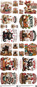 Kitchen mixed-style heat transfer design set on a 23.5 by 53 inch sheet