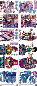 Music-Inspired Art mixed-style heat transfer design set on a 23.5 by 53 inch sheet