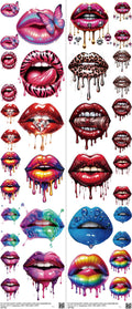 Lips mixed-style heat transfer design set on a 23.5 by 53 inch sheet