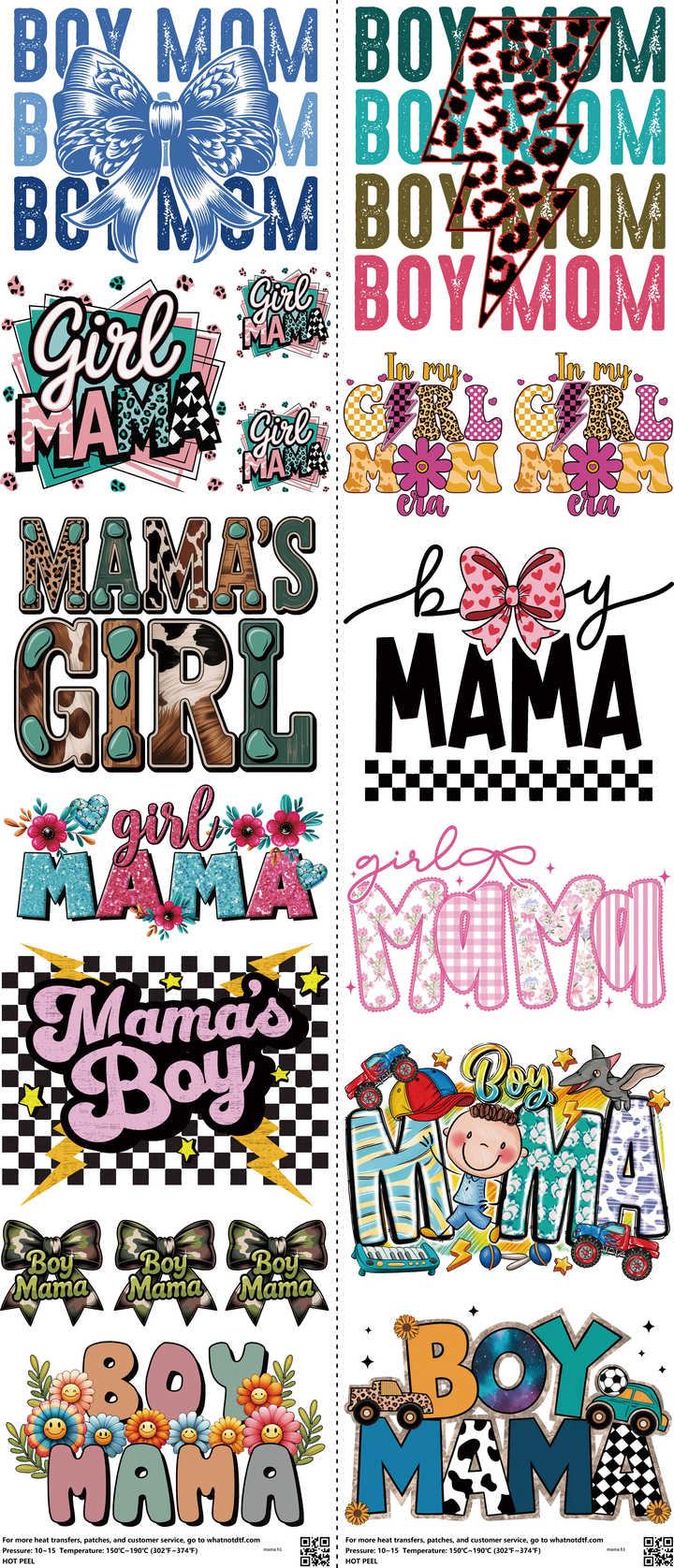 Mama mixed-style heat transfer design set on a 23.5 by 53 inch sheet