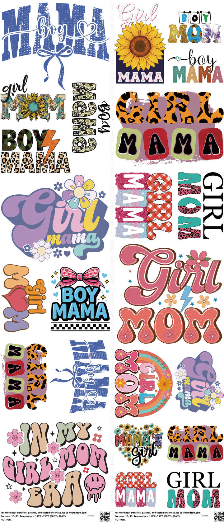 Mama mixed-style heat transfer design set on a 23.5 by 53 inch sheet