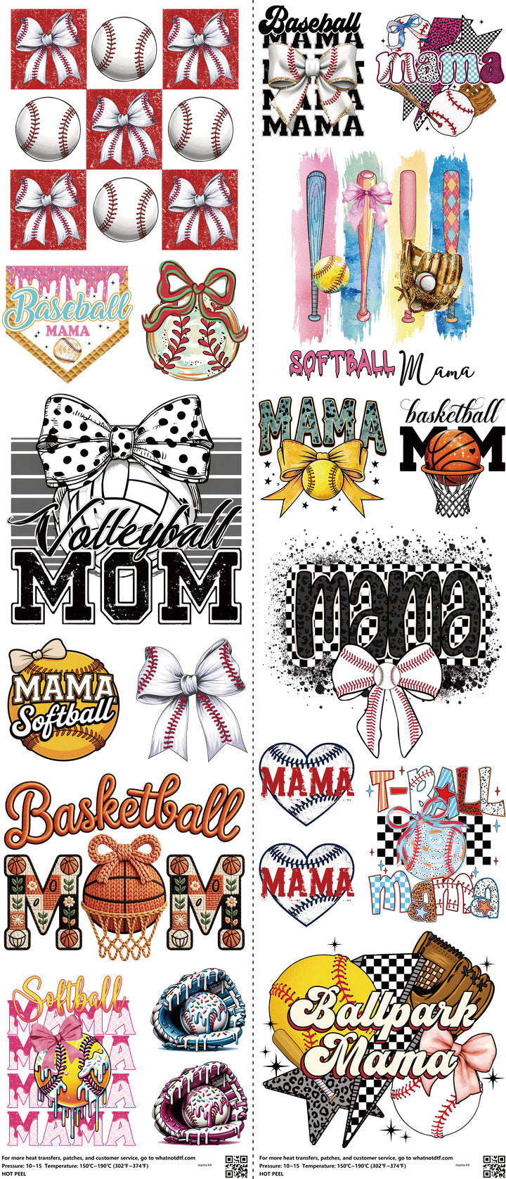 Mama mixed-style heat transfer design set on a 23.5 by 53 inch sheet