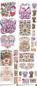 Mama Ptxy1 mixed-style heat transfer design set on a 23.5 by 53 inch sheet