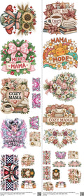 Mama Ptxy2 mixed-style heat transfer design set on a 23.5 by 53 inch sheet